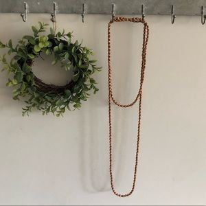 Long wooden boho stretch beaded necklace or double up